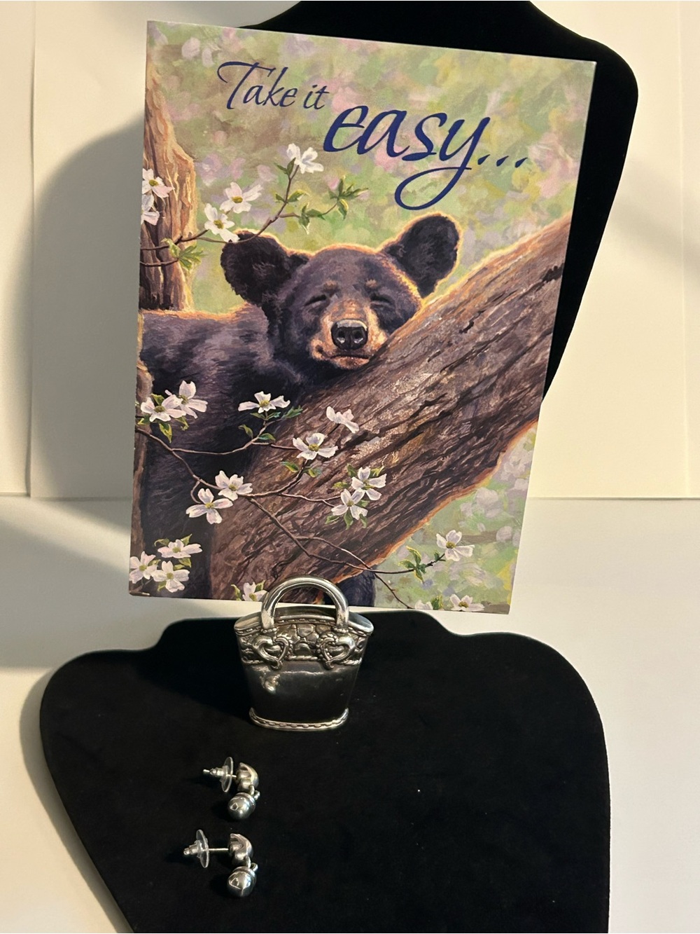 Brighton Silver Dangle Earrings with Handbag picture/card holder Mom Birthday - Picture 5 of 9